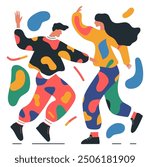 Abstract People Dancing. Flat Vector Illustration