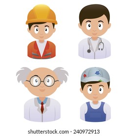 abstract people with different professions on a white background