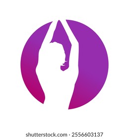 Abstract of people doing yoga in logo style