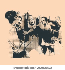 Abstract people figure art in a different pose stock illustration