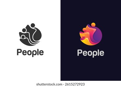 Abstract people global teamwork vector logo icon design. circle connection partnership graphic logo illustration