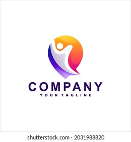 diseño de logotipo de gradiente de personas abstractas