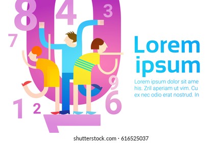 Abstract People Group With Numbers Flat Vector Illustration