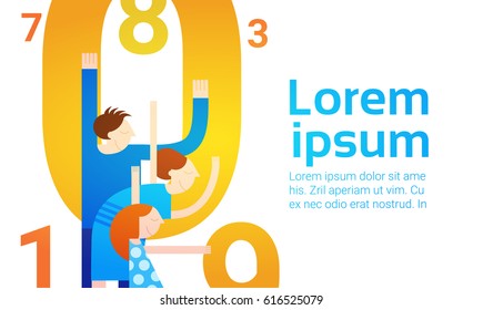 Abstract People Group With Numbers Flat Vector Illustration