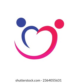 Abstract people and heart shape logo  template