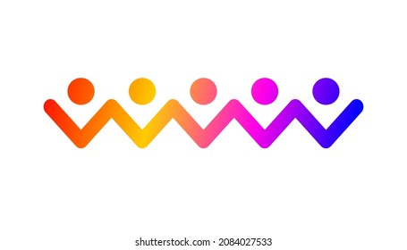 Abstract people holding hands logo. Minimal  geometric symbol of friendship, family. Unity of  group, team. Teamwork, networking icon. Vector illustration