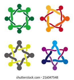 Abstract people icon. Design vector people logo element. You can use in the media, mobile, public groups, alliances, environmental, mutual aid associations and other social welfare agencies. 