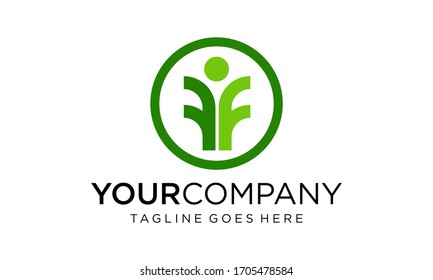 Abstract people icon with F letters for logo design vector editable on white background