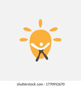 Abstract people idea logo icon design vector template. Smart logo, education, creative, vector illustration.