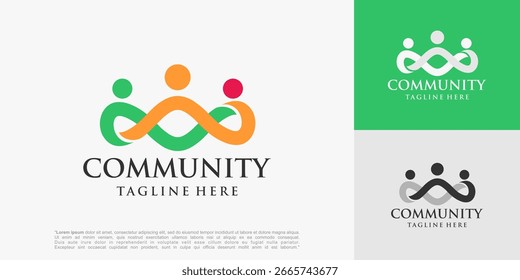 Abstract People Infinity Loop Logo design. teamwork icon vector illustration.