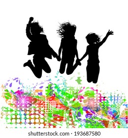 Abstract people jumping joy. Vector 