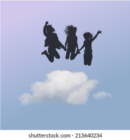 Abstract people jumping joy. Vector 