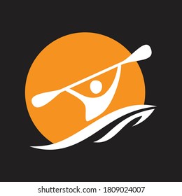 Abstract people Kayak symbol icon isolated on white background. Kayak and canoe for fishing and tourism. Symbol design template element. Vector illustration EPS.8 EPS.10