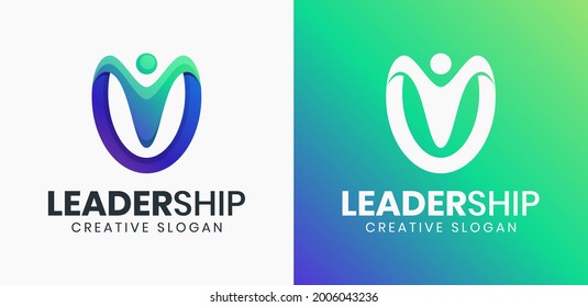 Abstract people leader gradient logo template