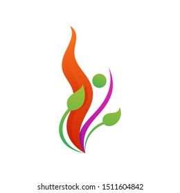 abstract people with leaf logo vector template