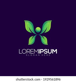 Resumen de personas Leaf Premium Logotipo Vector