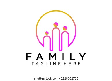 Abstract People Logo. Blue Rounded Line Linked Human Icon Pulse Wave Style isolated on White Background. Usable for Teamwork and Family Logos. Flat Vector Logo Design