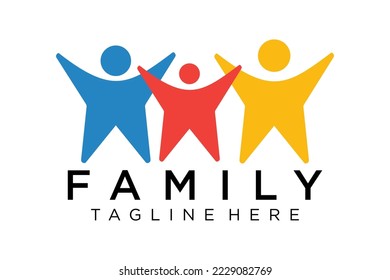 Abstract People Logo. Blue Rounded Line Linked Human Icon Pulse Wave Style isolated on White Background. Usable for Teamwork and Family Logos. Flat Vector Logo Design