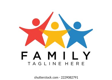Logo de personas abstractas. Línea redondeada azul Estilo de onda de impulsos del icono humano ligado aislado en fondo blanco. Usable para trabajo en equipo y logotipos familiares. Diseño de logotipo de vectores planos