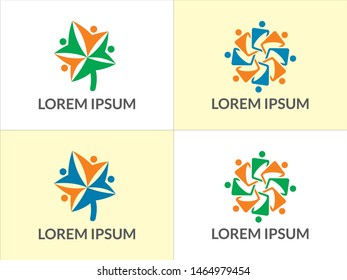 Abstract people logo brand vector, template