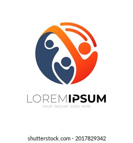 Abstract people logo and charity icon vector