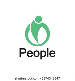 Abstract People Logo. Circle Shape with Human Icon isolated on White Background.