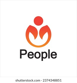 Abstract People Logo. Circle Shape with Human Icon isolated on White Background.