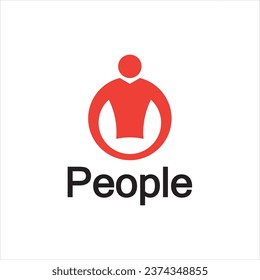 Abstract People Logo. Circle Shape with Human Icon isolated on White Background.