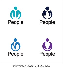 Abstract People Logo. Circle Shape with Human Icon isolated on White Background.