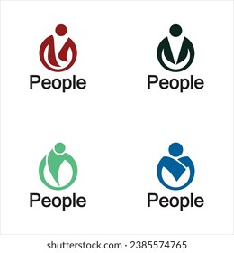 Abstract People Logo. Circle Shape with Human Icon isolated on White Background.