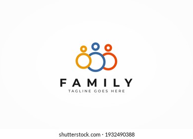 Abstract People Logo. Colorful Circle Line Linked Human Icon Infinity Style Isolated On White Background. Usable For Teamwork And Family Logos. Flat Vector Logo Design Template Element.