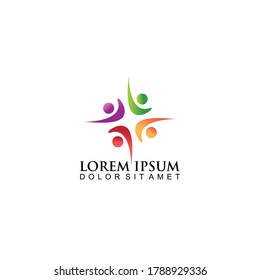 Abstract People Logo, colorful community care logo ilustration