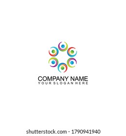 Abstract People Logo, colorful community care logo ilustration