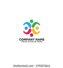 Abstract People Logo, colorful community care logo ilustration