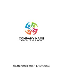 Abstract People Logo, colorful community care logo ilustration