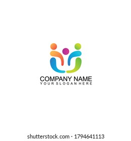 Abstract People Logo, colorful community care logo ilustration