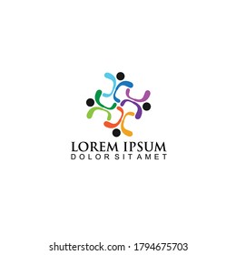 Abstract People Logo, colorful community care logo ilustration