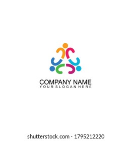 Abstract People Logo, colorful community care logo ilustration
