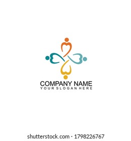 Abstract People Logo, colorful community care logo ilustration