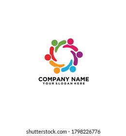 Abstract People Logo, colorful community care logo ilustration