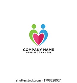 Abstract People Logo, colorful community care logo ilustration