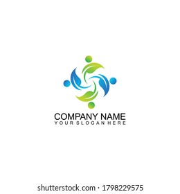 Abstract People Logo, colorful community care logo ilustration