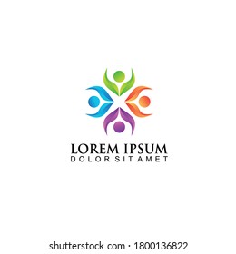 Abstract People Logo, colorful community care logo ilustration