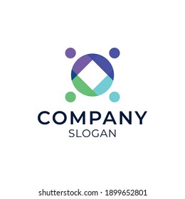 Abstract People Logo. Colorful Community Logo Design Template