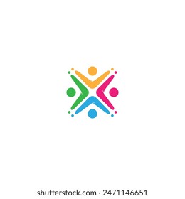 abstract people logo in a colorful design style suitable for community, group, family and other logos