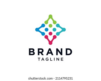 Abstract People Logo. Colorful Square Pixel arts isolated on White Background. Flat Vector Logo Design Template Element.
