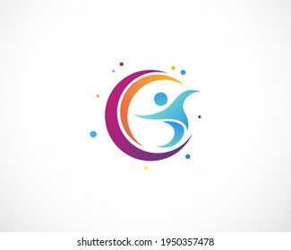 abstract people logo creative people modern illustration vector sport logo