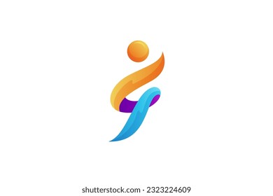 Abstract people logo design in 3D design style