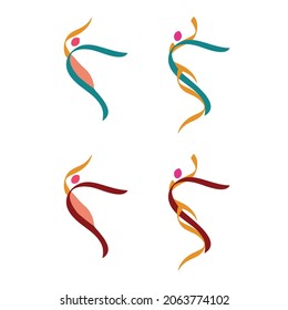 Abstract people logo design. Active Fitness, sports, dance web icons and symbols