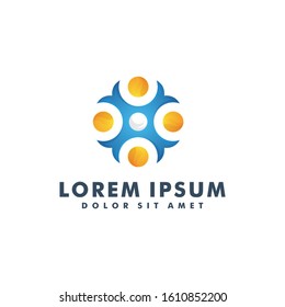 Abstract people logo design, human icon community logotype